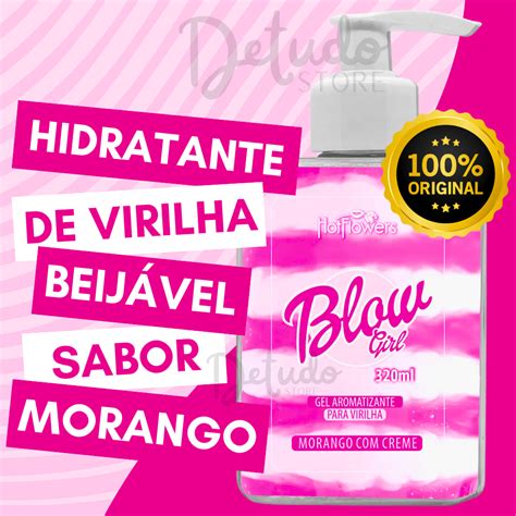 Gel Creme Hidratante Para Virilha Saborizado Beijável Blow Girl Hot Flowers Sabor Morango