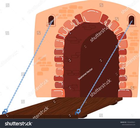 Wooden Bridge Drawbridge Medieval Castle Over Stock Vector (Royalty ...