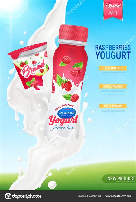 Realistic Yogurt Ads Composition Stock Vector Image By ©macrovector