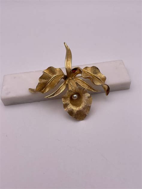 Vintage Boucher Orchid Brooch Gem