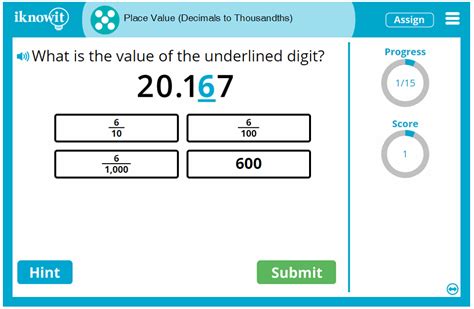 Interactive Math Lesson Place Value Decimals To Thousandths