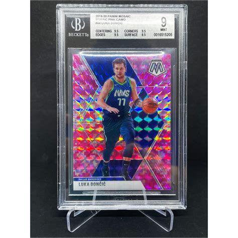 2019 20 Panini Mosaic Pink Camo Luka Doncic BGS 9 Mint Icons Of Sport