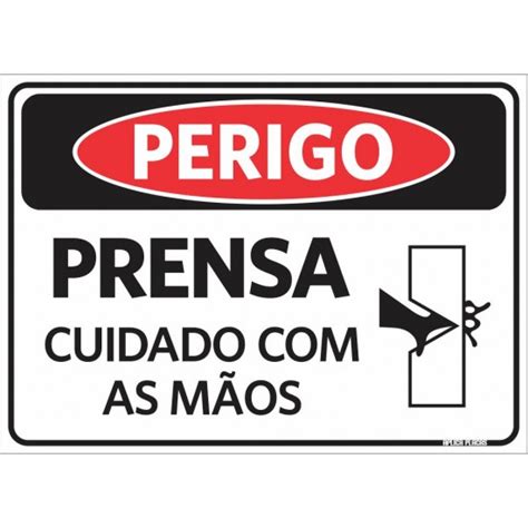 Placa Sinaliza O Perigo Prensa Cuidado As M Os Aplica Placas