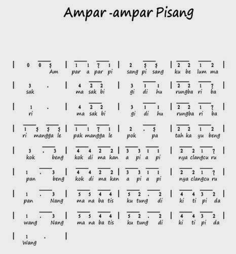 Lagu Daerah : Ampar - ampar pisang lirik arti dan not angka | Ayo