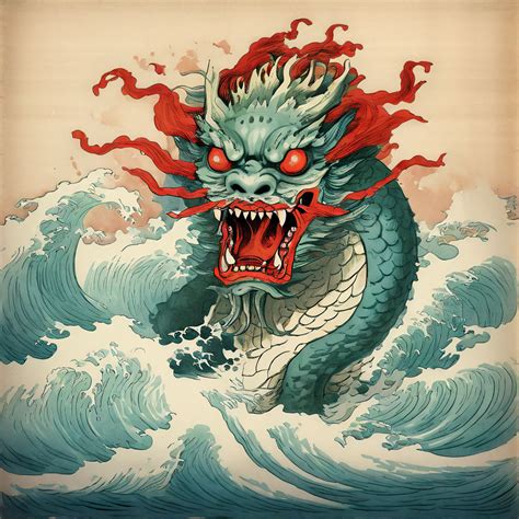 A Yokai Sea Monster In The Style Of Yoshitoshi And Kalmykov By Frank