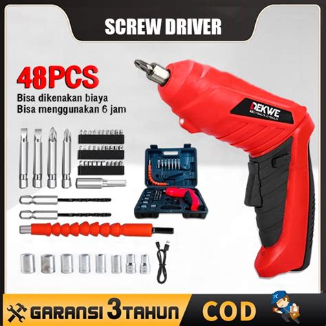 Jual Bisa Cod Cordless Screwdriver 4 2 V Mesin Bor Baterai Impact