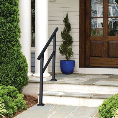 Transition Aluminum Handrail Matte Black Outdoor Stair Railing