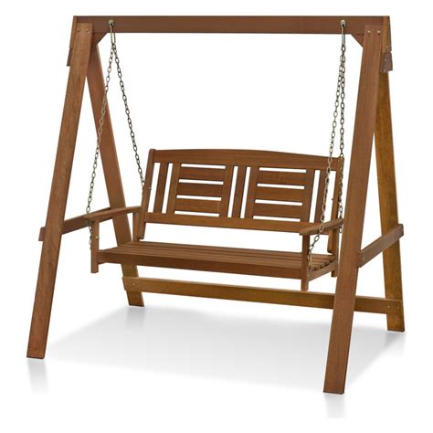 Furinno Tioman Hardwood Hanging Porch Swing with Stand, Seating ...