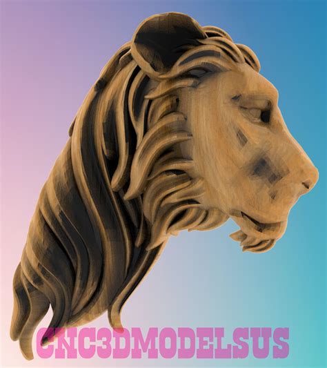 Lion Head 5 3D MODEL STL FILE FOR CNC ROUTER LASER 3D Model 3D