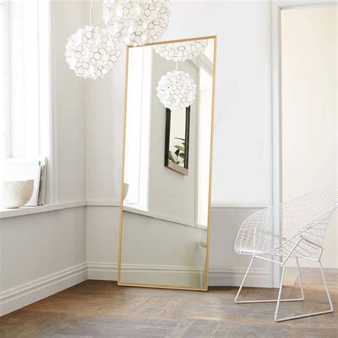 Neutype X Gold Rectangular Full Length Floor Mirror With Stand