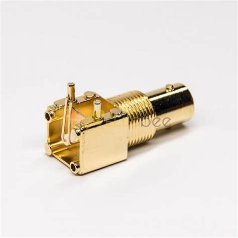 Bnc Connector Pcb Mount Right Angled Female Through Hole Gold Plating