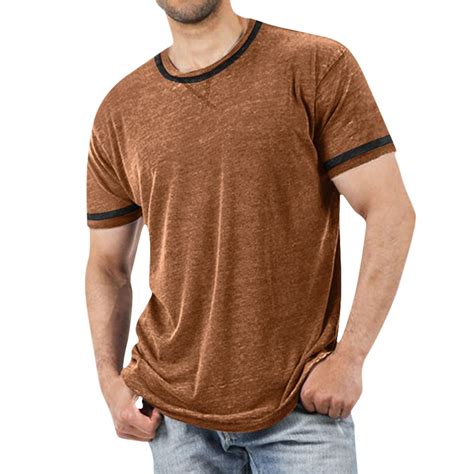 Fuderu Mens Fashion Deep V Neck Short Sleeved T Shirt Cotton Elastic