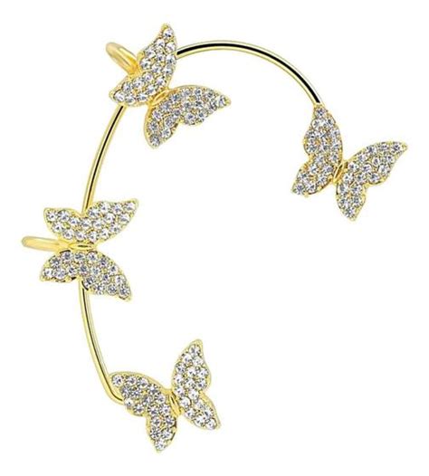 Brincos Borboleta Zirc O Strass Par Clipes K Pop Ear Cuff Anjo Da