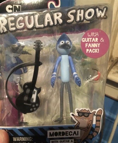 Regular Show Mordecai 4 Action Figure With Guitar And Fanny Pack Nip