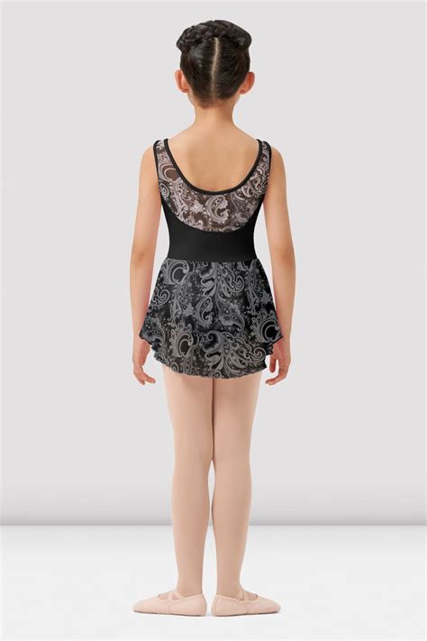 Girls Mirella Paisley Scoop Neck Skirted Leotard Black Bloch Dance Uk