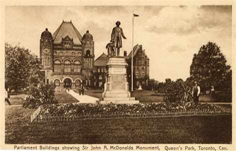 Parliament Buildings Showing Sir John A Mcdonalds Monument Queen S