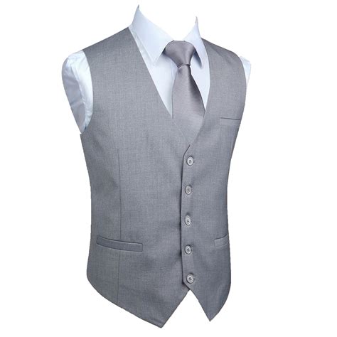 Men's V-Neck Suit Vests Formal Business Vest Wedding Tuxedo Light Grey