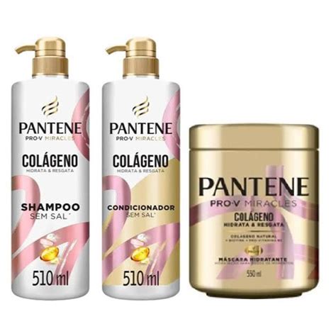 Kit Pantene Colageno Shampoo Condicionador 510ml Mascara Tratamento