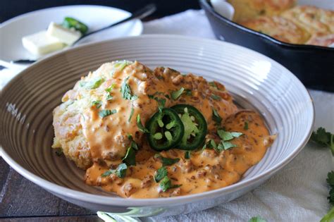 Jalapeno Cheddar Biscuits With Chorizo Sausage Gravy Bonappeteach