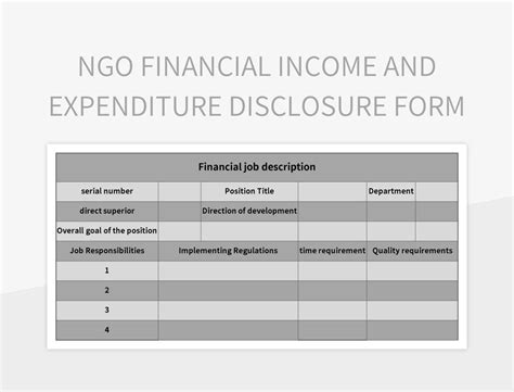 Ngo Financial Income And Expenditure Disclosure Form Excel Template And