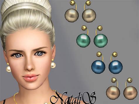 The Sims Resource NataliS TS3 Faux Pearl Earrings FT FA