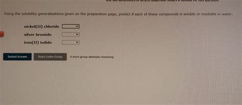 Solved Using The Solubility Generalizations Given On The Chegg