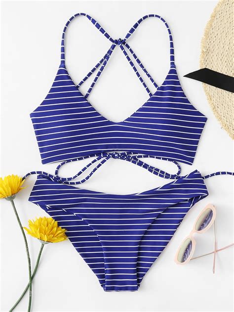 Striped Self Tie Bikini Set Tie Bikini Set Bikinis Bikini Set