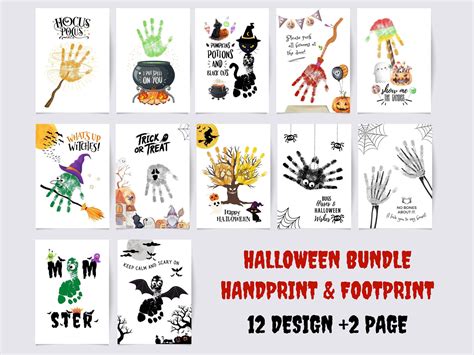 Halloween Handprint Footprint Craft Bundle Halloween Etsy