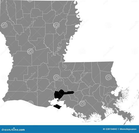 Location Map Of The Iberia Parish Of Louisiana USA Stock Vector