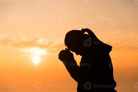 Concept Christian person worship or pray to God. Christian woman ...