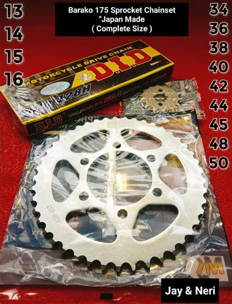 SPROCKET SET FOR BARAKO 175 JAPAN MADE Lazada PH