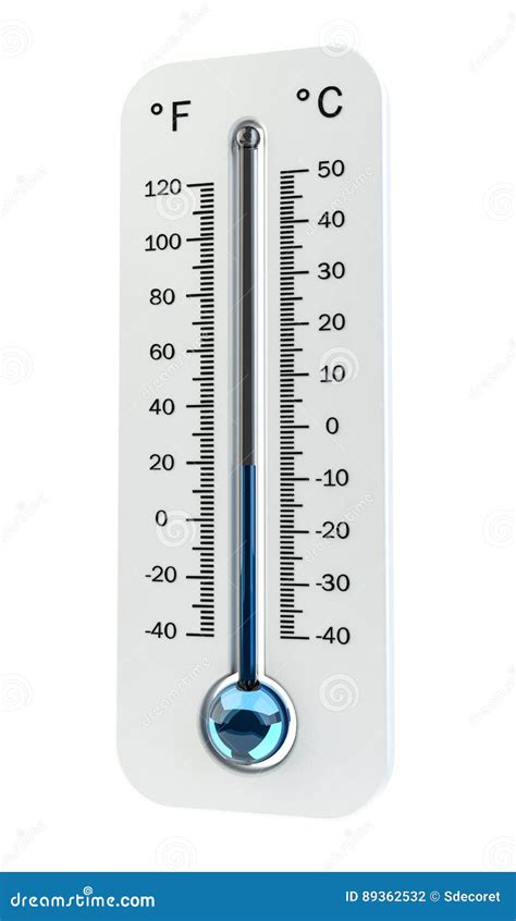 3d Render Cold White Thermometer Indicating Low Temperature Stock