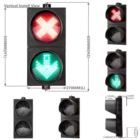 200mm8 Inch 2 Aspect Red Cross Green Arrow Lane Control Signal