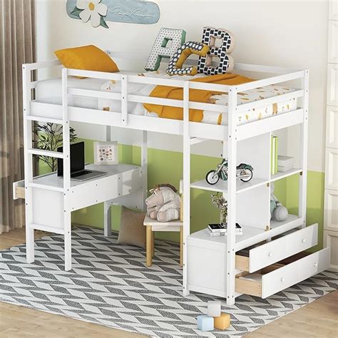 Amazon Merax Twin Size Loft Bed Twin Loft Bed With Built In Desk