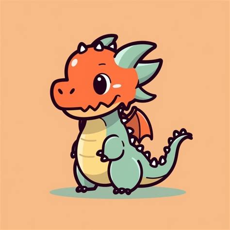 Premium Photo Cartoon Dragon With Orange And Green Wings And A Yellow