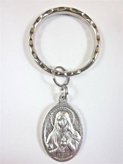 Immaculate Heart of Mary / Sacred Heart of Jesus Medal Italy Key Ring ...