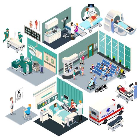 Hospital Isometric Flowchart Composition Hospital Isometric Design