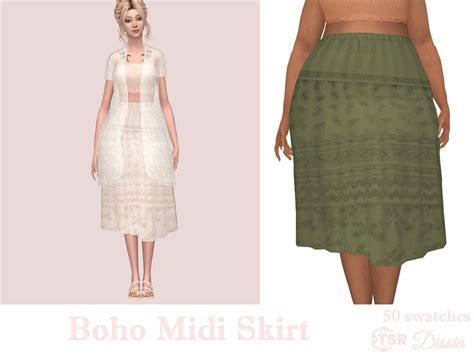 The Sims Resource - Boho Midi Skirt