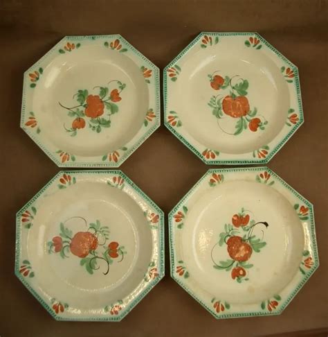 Assiettes Octogonales En Faience Fine Bord Perle Aumale Ou Creil