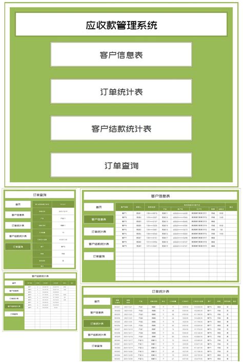 小清新绿色订单应收款管理系统excel模板完美办公