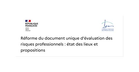 Réforme du document unique dévaluation des risques professionnels