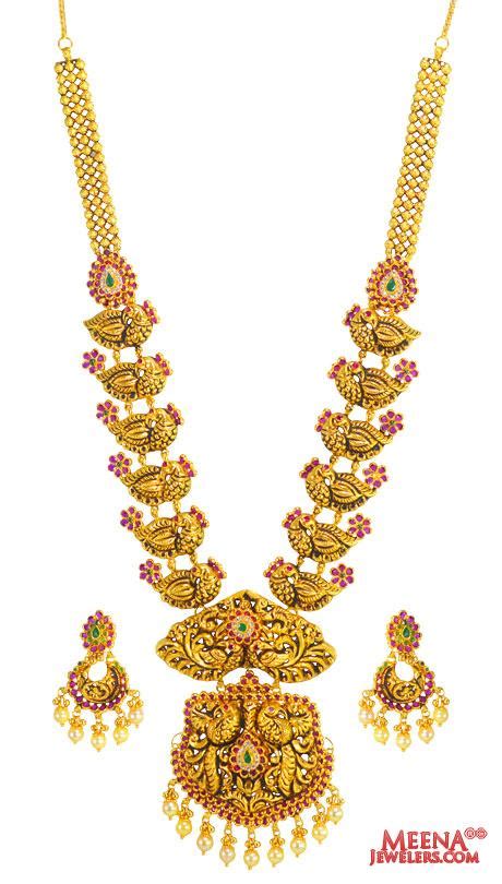 22 Karat Gold Temple Necklace Set Stan25190 Sets Necklace