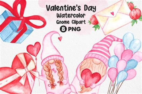 Watercolor Valentines Day Clipart Set Graphic By Nazzasi Creative