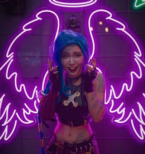 Jinx Neon Edition Cosplay Arcane League Of Legends Photoset Digital Hi