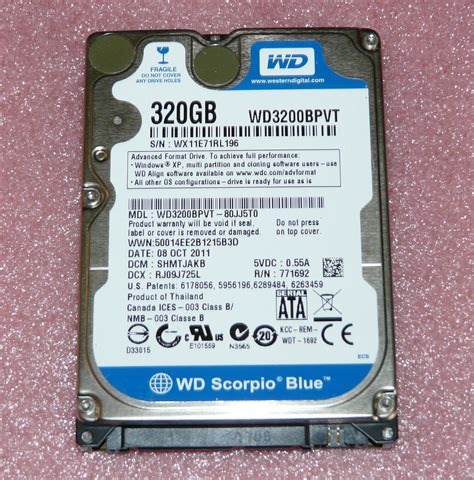 320 GB Western Digital WD3200BPVT-80JJ5T0 5400rpm Notebook Festplatte ...