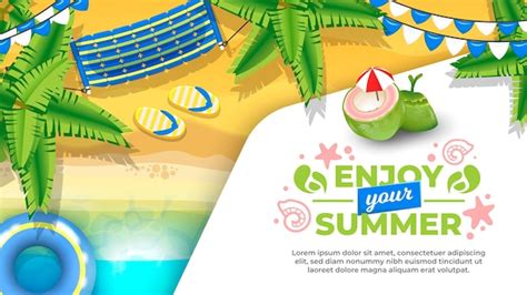 Disfruta Tu Banner De Verano Vector Premium