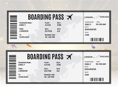 Editable Boarding Pass Template Canva Boarding Pass Customizable