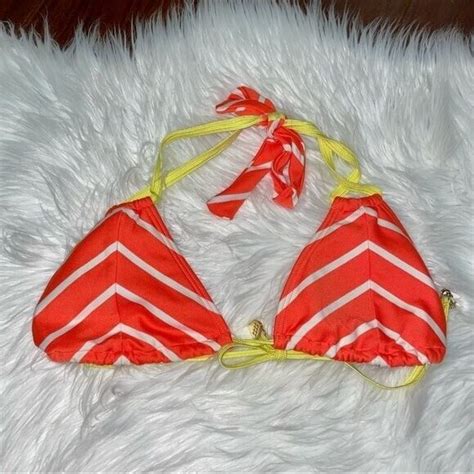 Vintage Juicy Couture Neon String Bikini Top Orange Y Gem