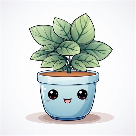 Premium Photo Cartoon Potted Plant With A Happy Face On A White