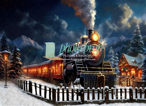 Christmas Express Train Photography Backdrop Snowy Express